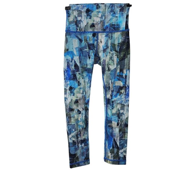 Lululemon Wunder Under Crop , Hi-Rise, 21" Sun Dazed Multi Blue, Size 2 - Picture 1 of 9
